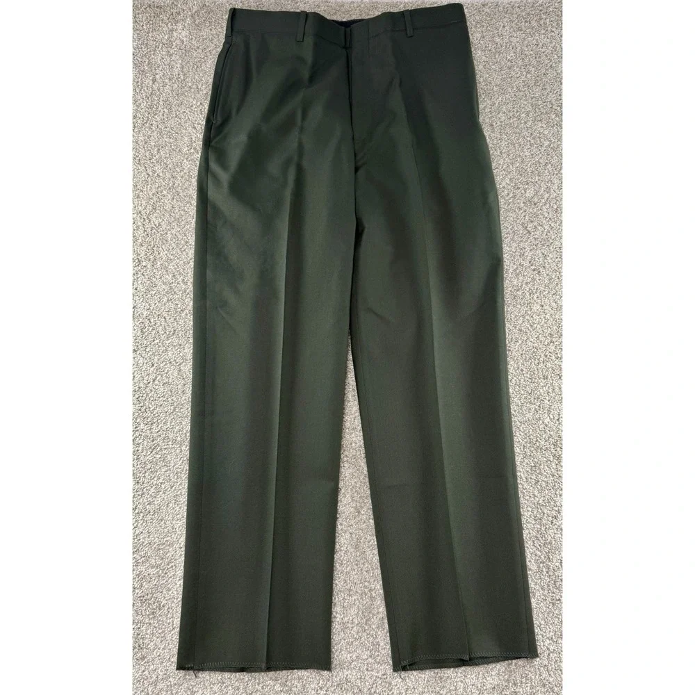 Tennessee Apparel Corp Mens Army Green AG-489 Poly Wool Dress Trousers 36S